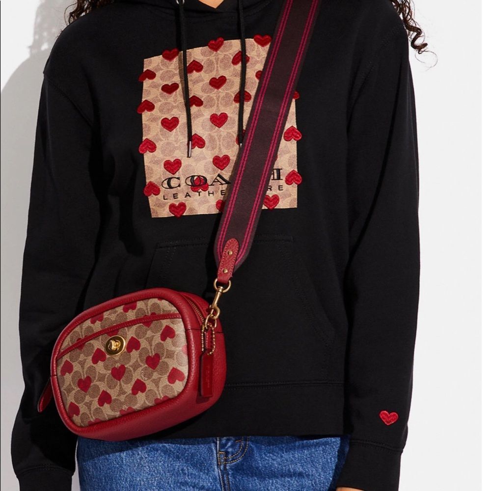 Coach camera bag hearts print from Valentine’s 2022 edition